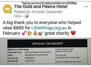 Thank you everyone for donating to Little Wings with Raffles Darts and Donations💕